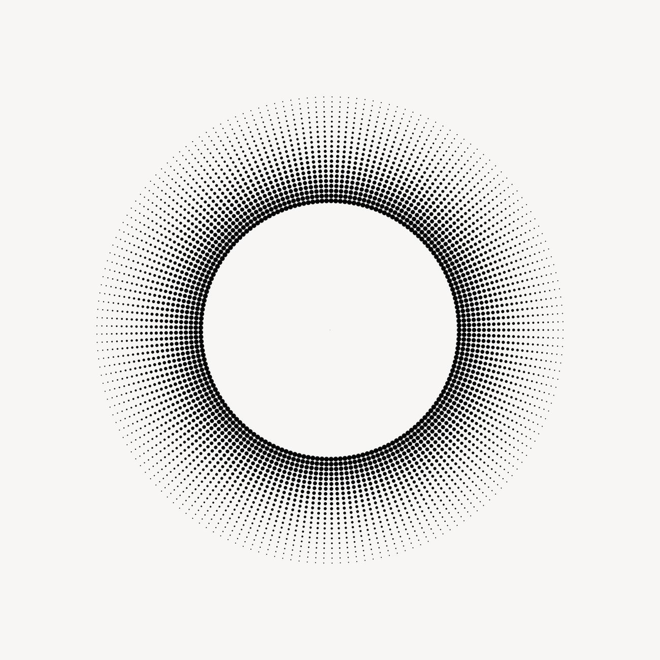 Radial halftone frame, dotted pattern